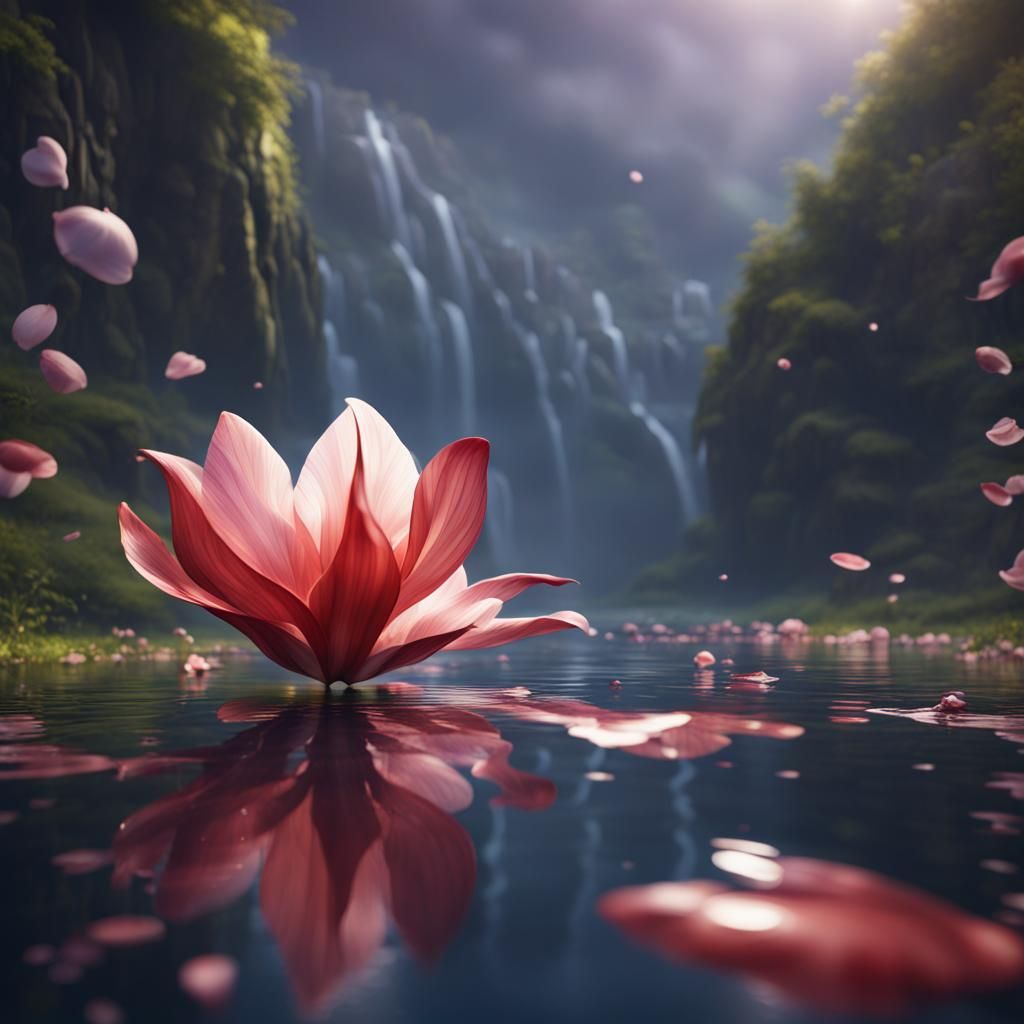 Floating Petal: Fantasy Concept Art in 8k
