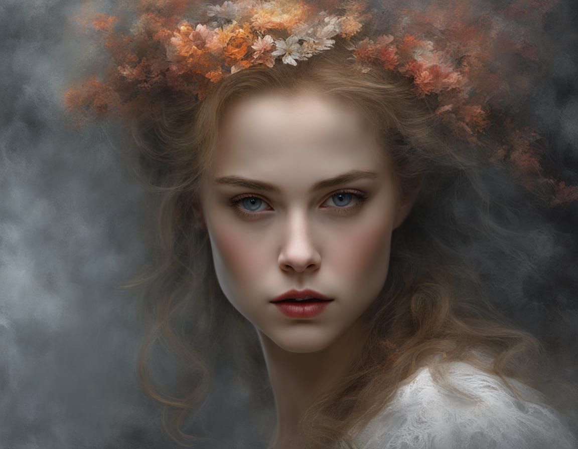 Hyperrealistic Portrait of Nicole Kidman in Impasto Style