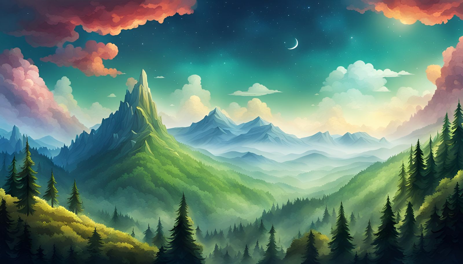 Fantasy Landscape with Space View