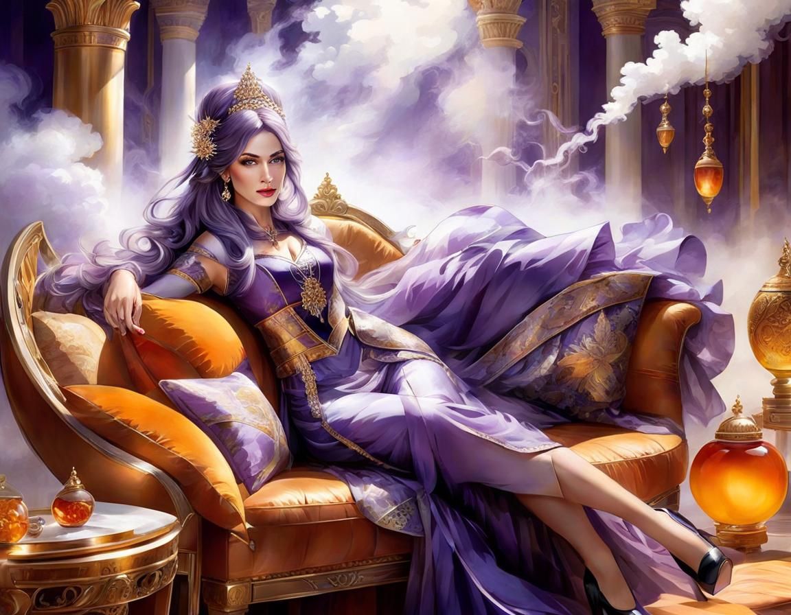 Exotic Harem Girl in Opulent Gemstone Setting