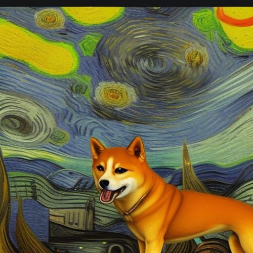 Humorous Shiba Inu Art in Surreal Style