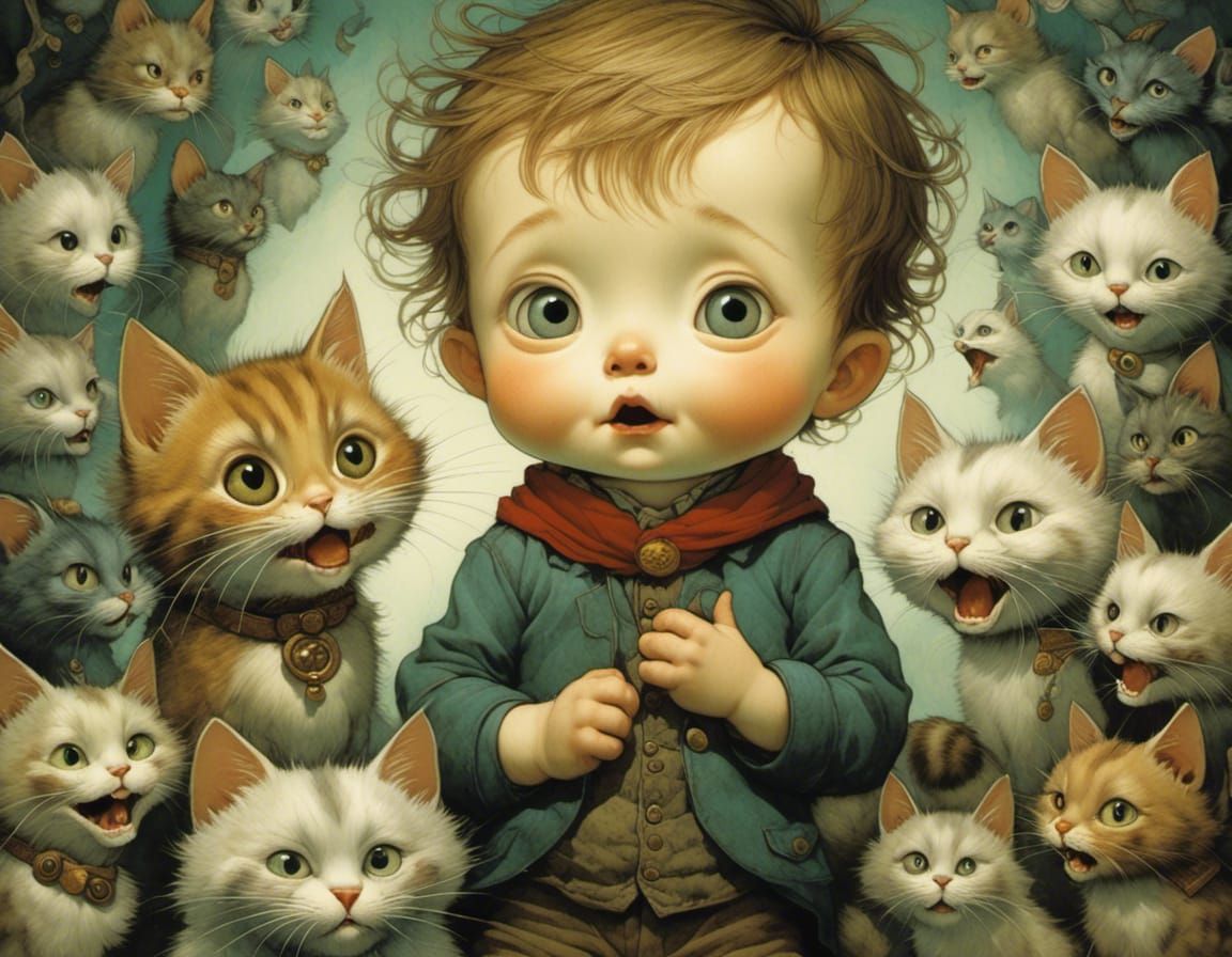 Toddler's Joy: A Gift of a Kitten, Illustrated Style