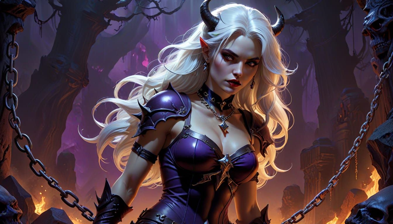 Fierce Dark Fantasy Goddess in Gothic Art Style