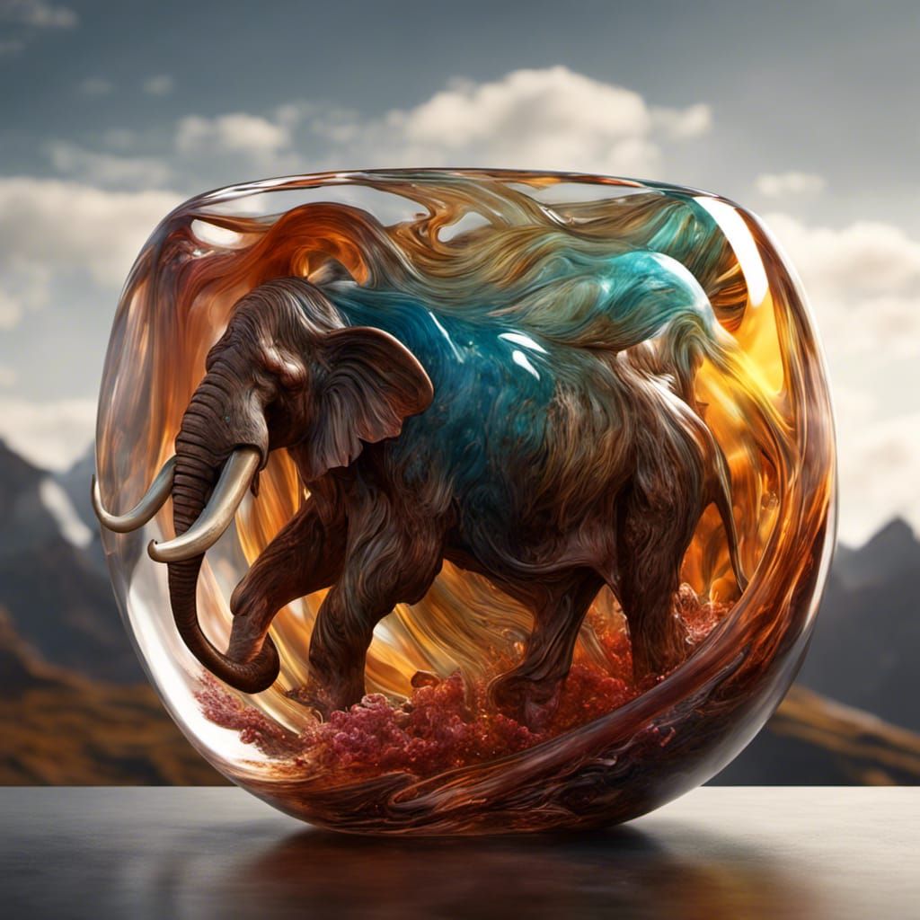 Blown Glass Woolly Mammoth Art