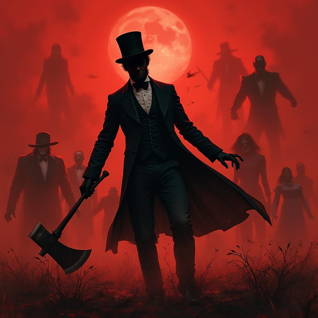 Vampire Hunter in Dark, Crimson Hued Field