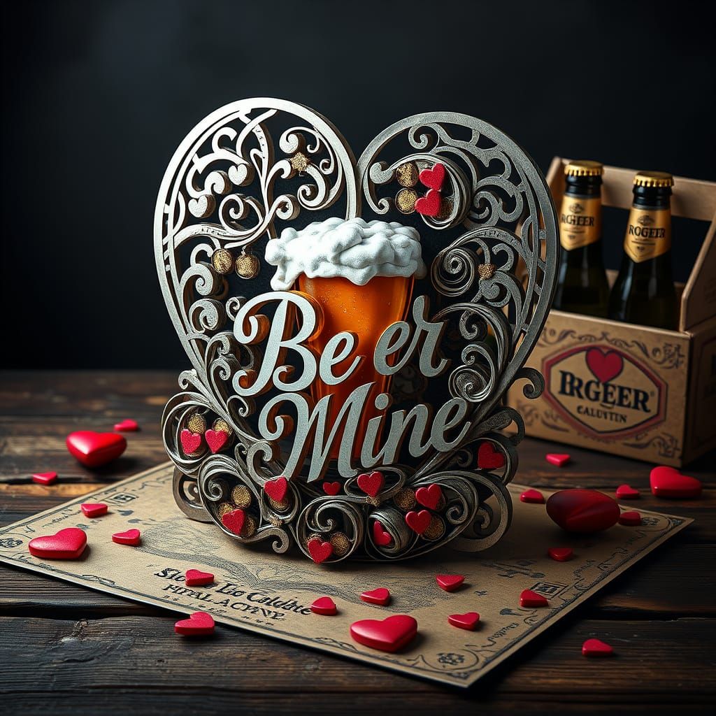 Ethereal Biomechanical Valentine's Day Card in Dark, Futuris...