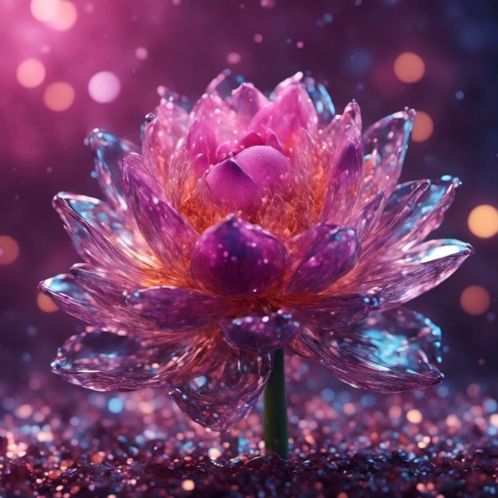Crystallized Lotus Flower in Professional Photography Style