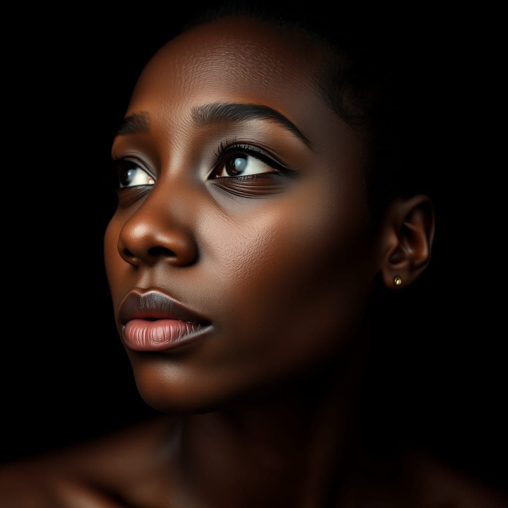 A Contemplative Black Woman in the Shadows