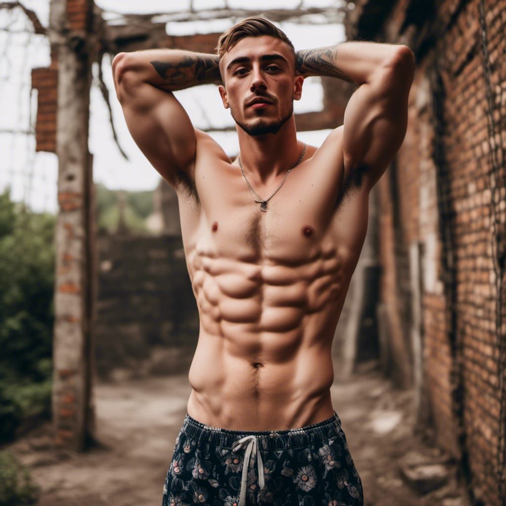 Portrait of a Young Man Stretching