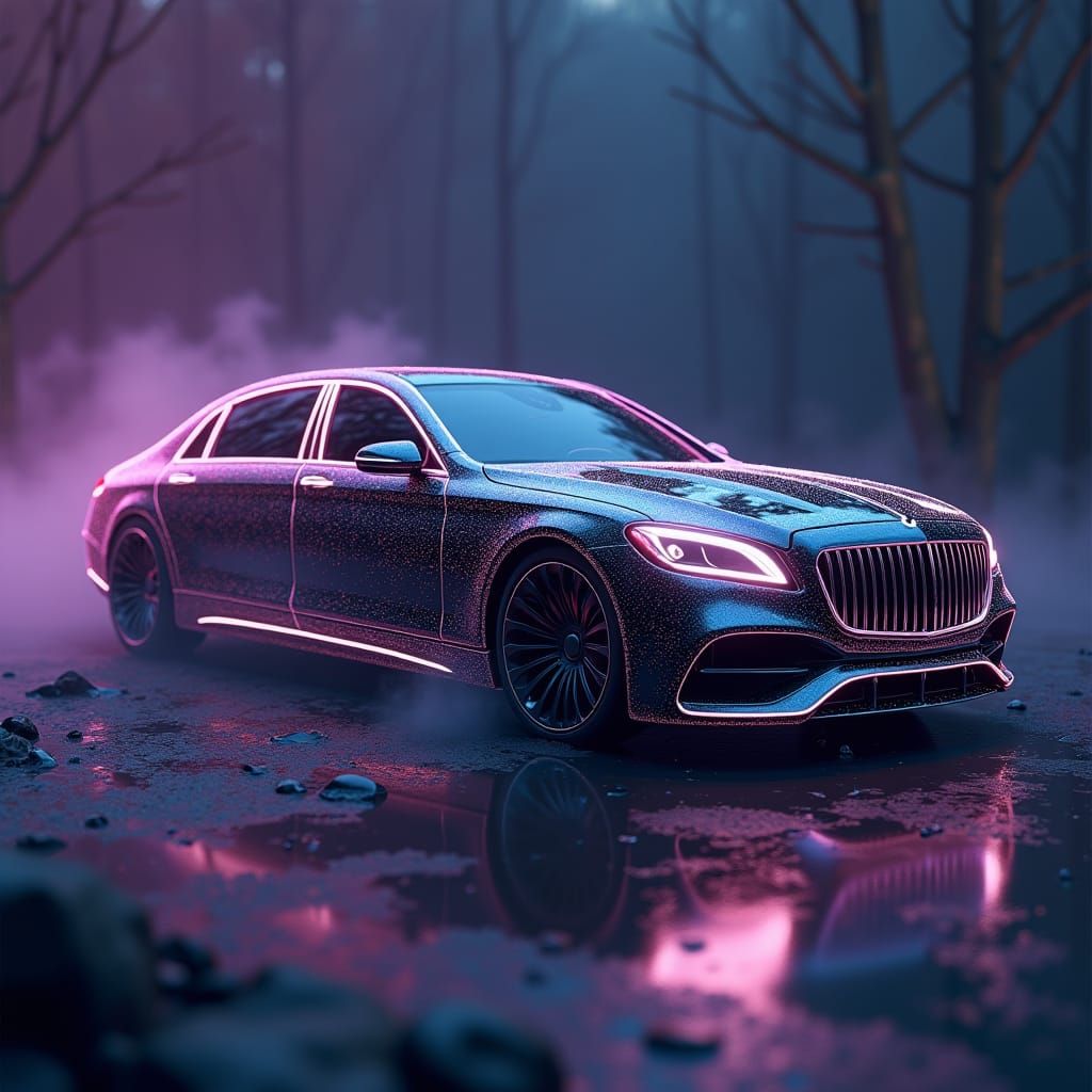 Mystical Mercedes-Maybach in Cyberpunk Style