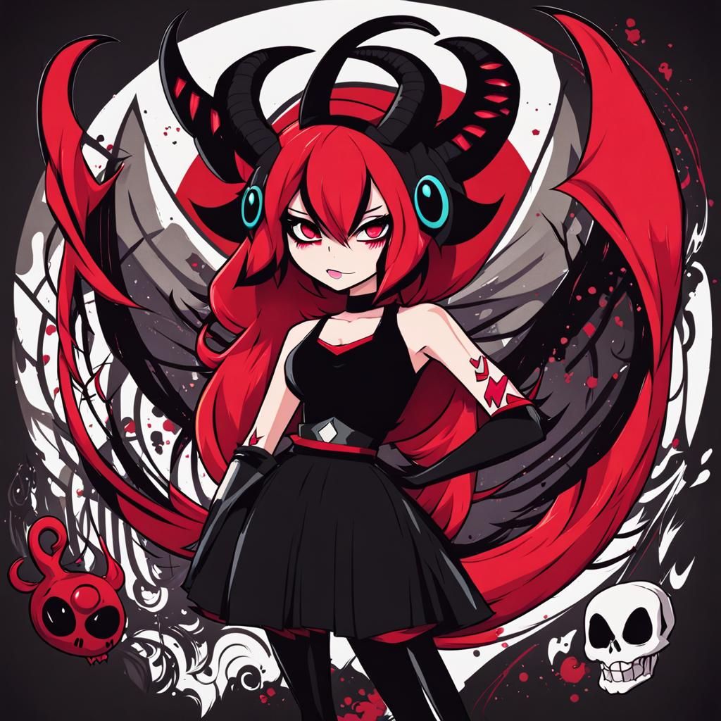 Hazbin Hotel Demon Girl in Graffiti Art Style