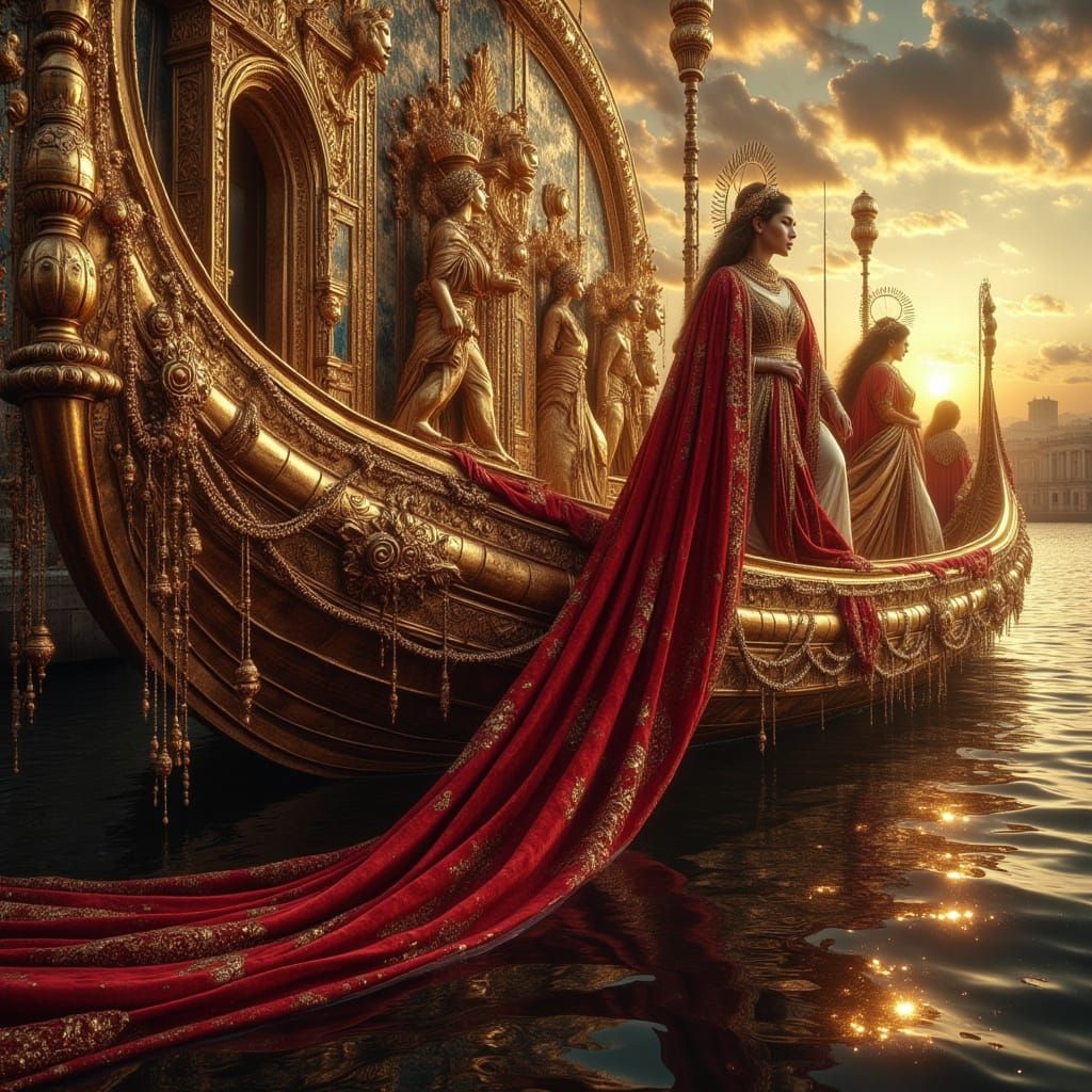 Queen of Solaria's Crimson Ceremonial Barge