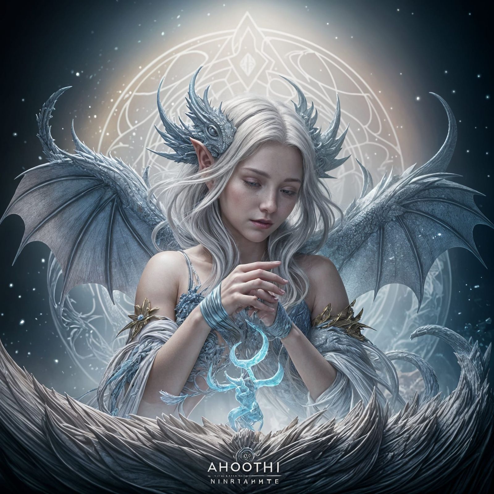 Ethereal White Dragon Shifter Concept Art