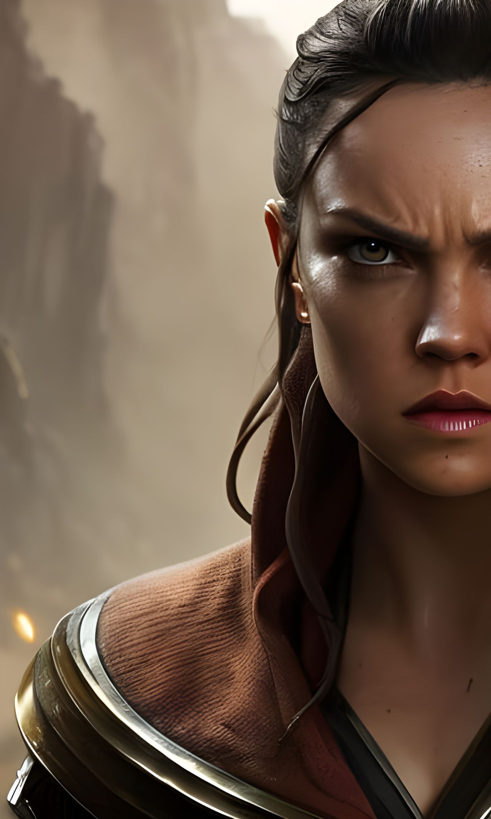 Rey Skywalker in a Dungeon: Hyperrealistic Portrait