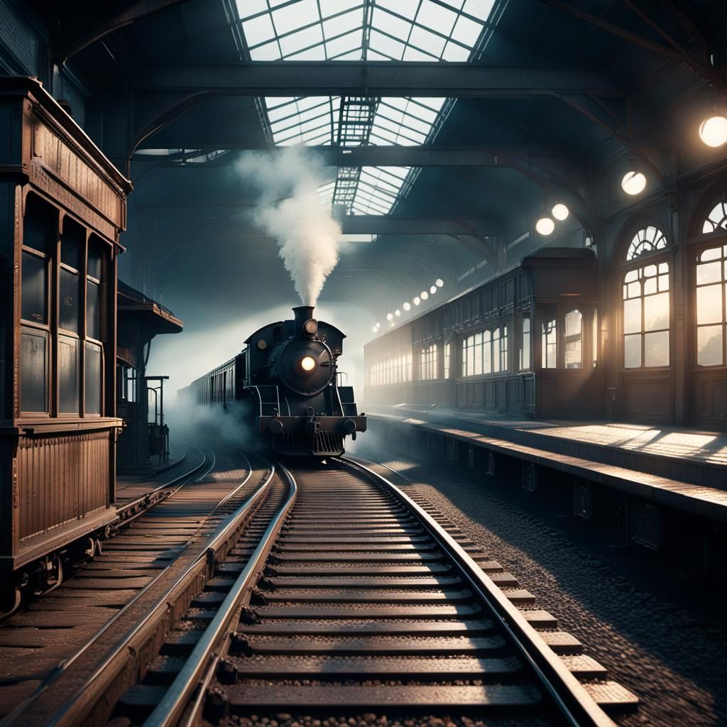 Ghost Train at Abandoned Platform in Cinematic 3D