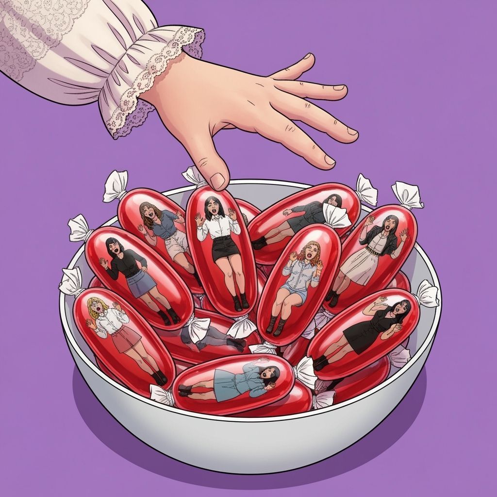 Surreal Comic Art: Candies Containing Trapped Women