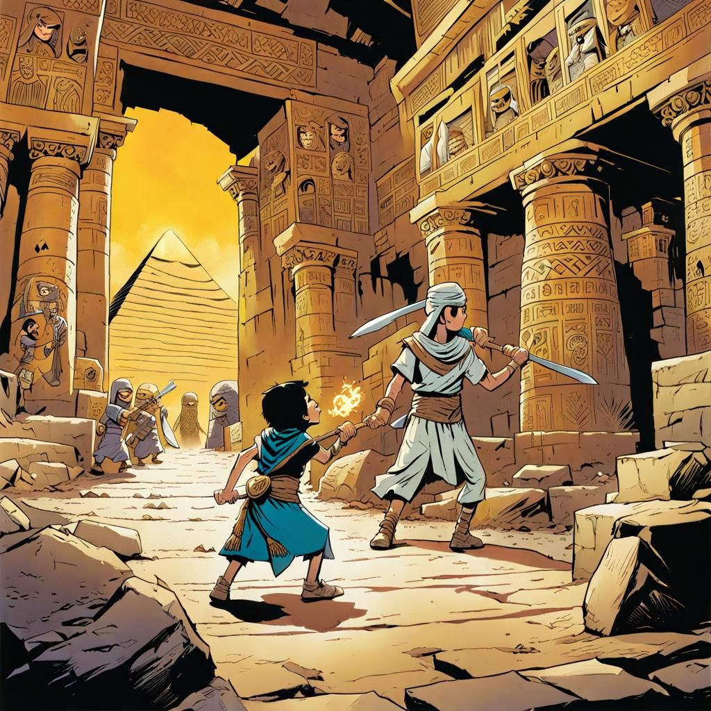 Teenager Versus Mummy in Egyptian Tomb