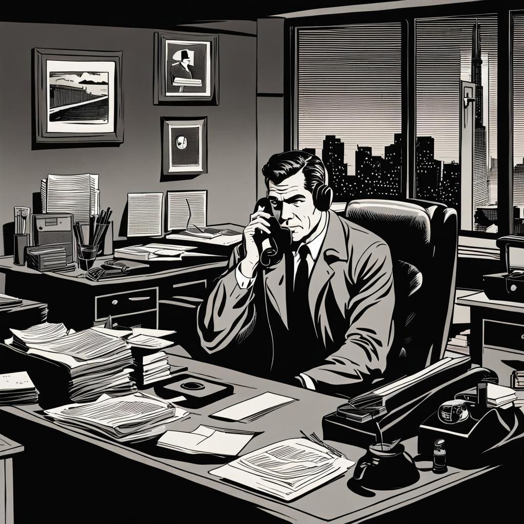 Detective on the Phone in Noir Style