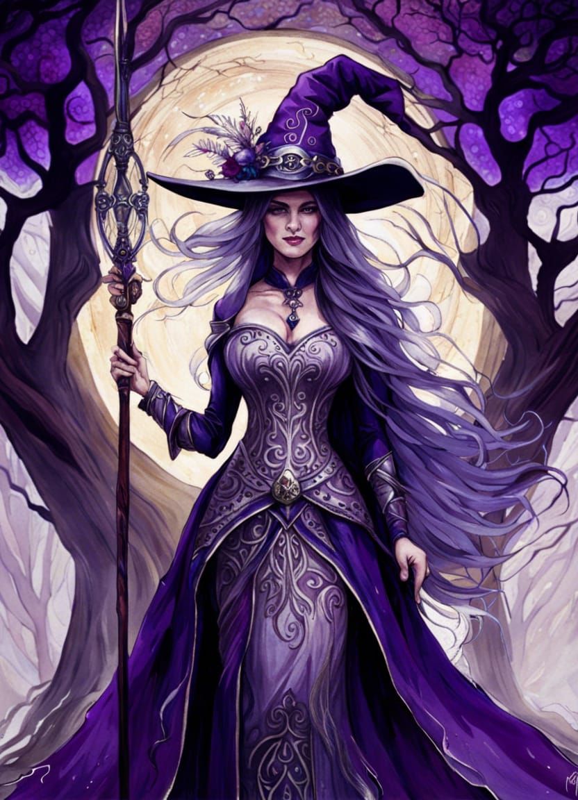 Silver Witch Officiating Ceremony in Watercolour Style