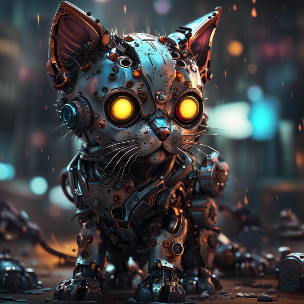 Post-Apocalyptic Robot Kitten Concept Art