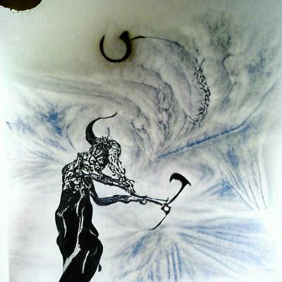 Surreal Demon Lord Ink Drawing