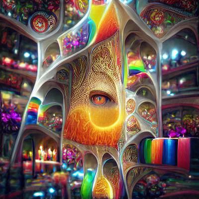 Psychedelic Eye of Sauron: Rainbow Geometric Art