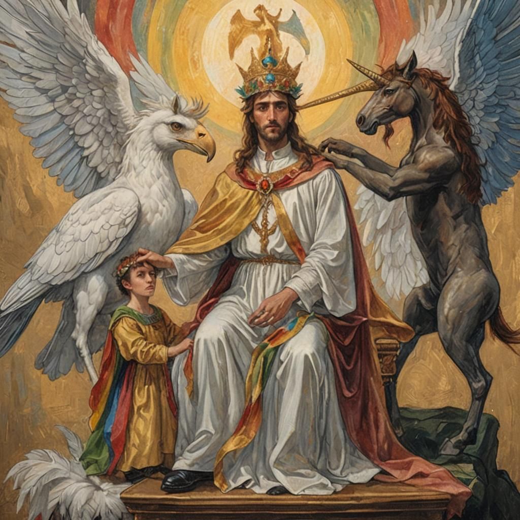 Majestic Man with Eagle Portrait in Renaissance Style