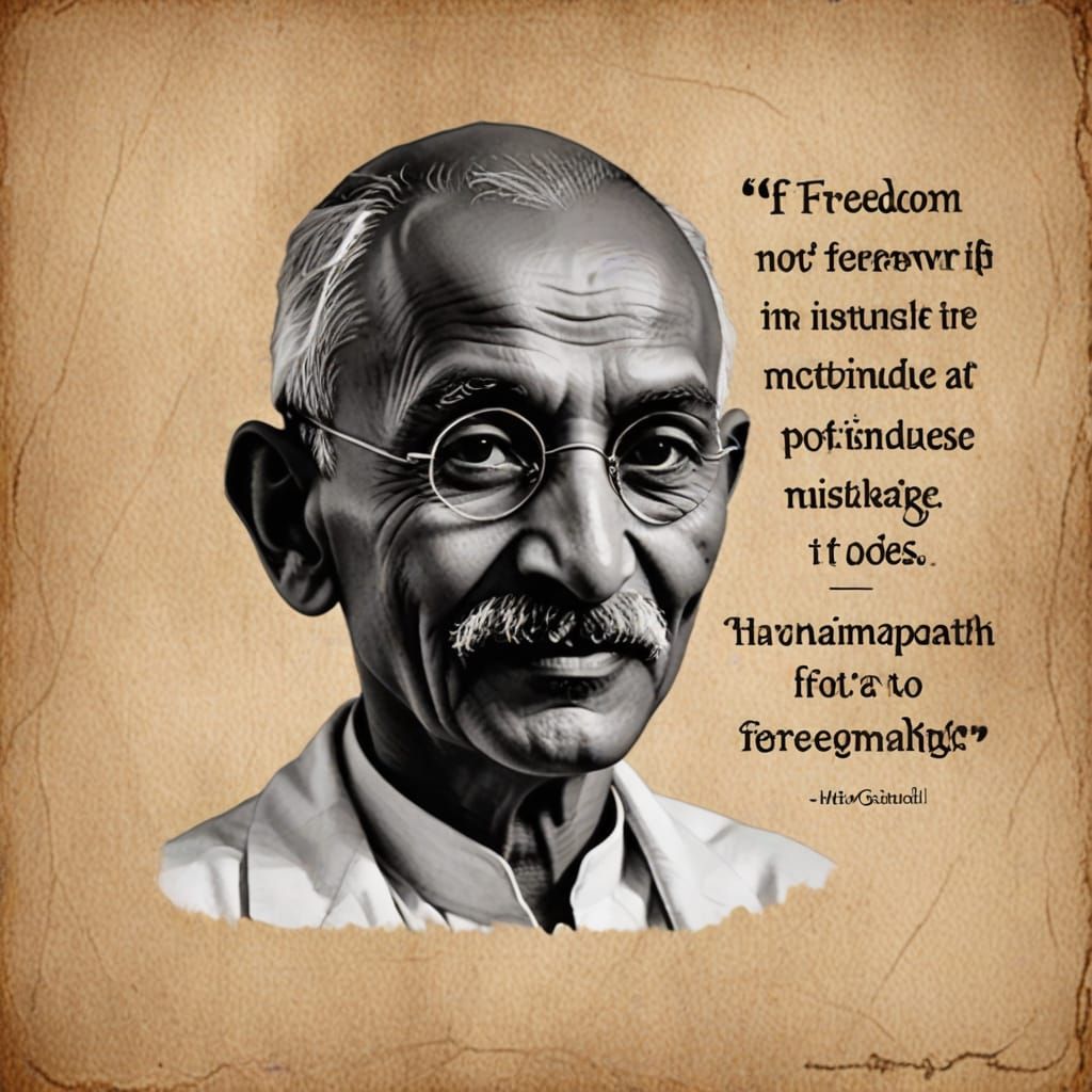“Freedom is not worth having if it does not include the freedom to make mistakes.”
― Mahatma Gandhi