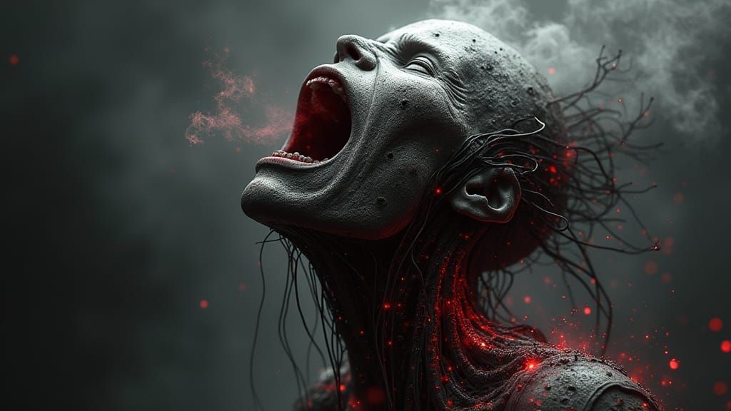 Distorted Humanoid in Glitch Art Style