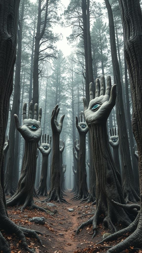 A forest of giant petrified hands
