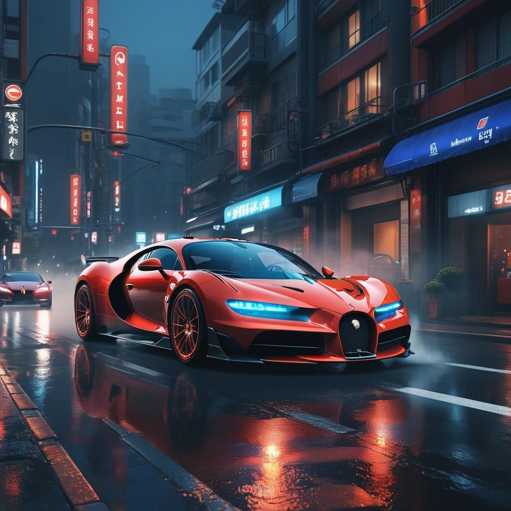 Bugatti and Ferrari Night Race in Tokyo