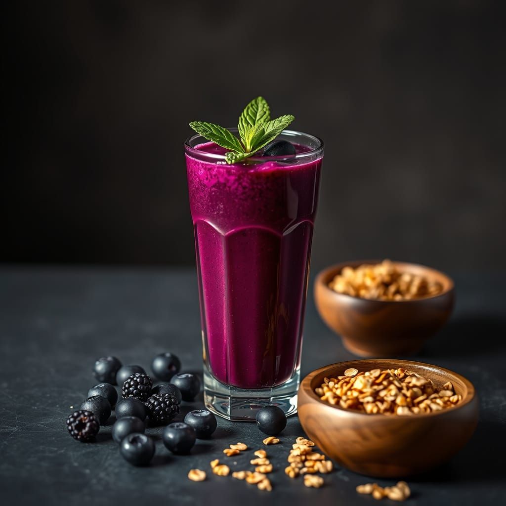 Vibrant Acai Berry Still Life in Rich Purple Hue