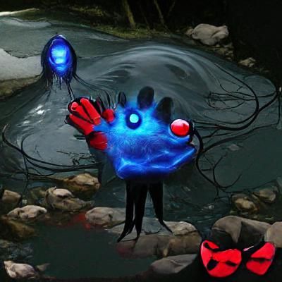 Blue Blob Concept Art with Electric Eyes