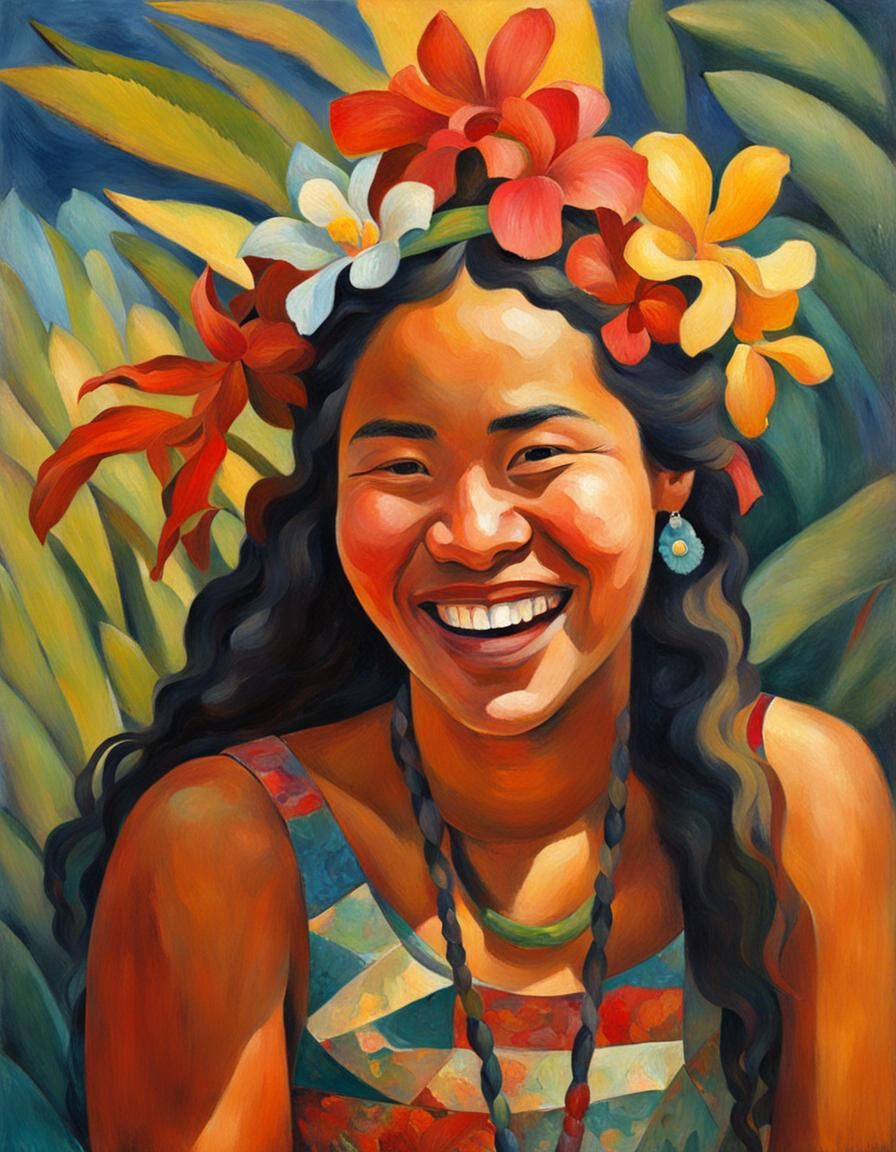 Laughing at You in Style of Paul Gauguin