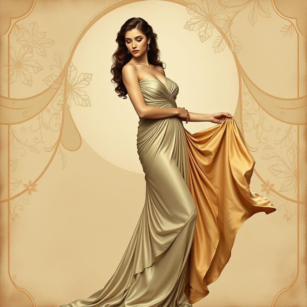Elegant Woman in Art Nouveau Style