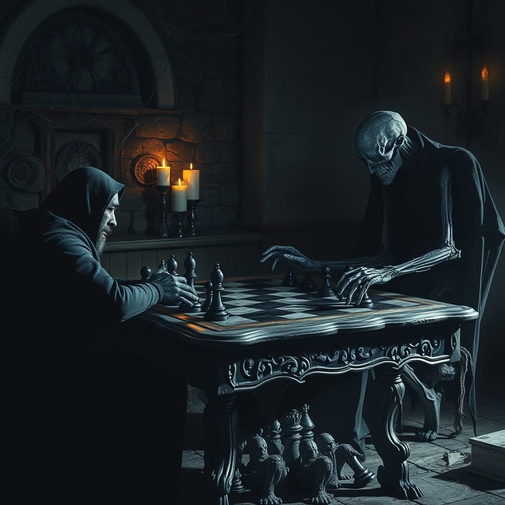 Gothic Chess Match Against the Reaper