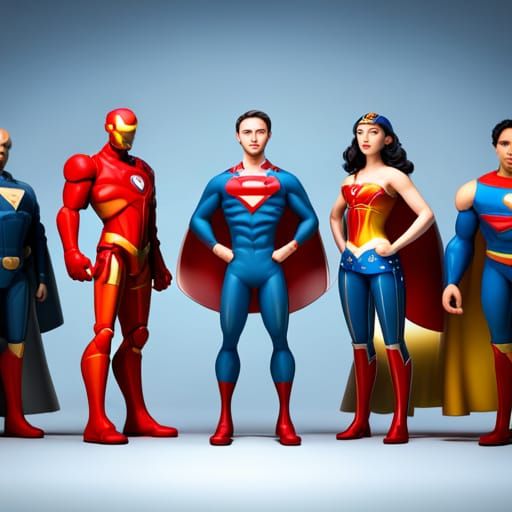 Superhero Figurines on Notebook: 3D Digital Art