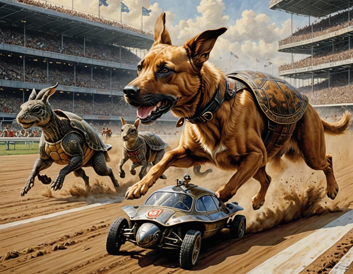 Animal Olympics Race in Hyperrealistic Style