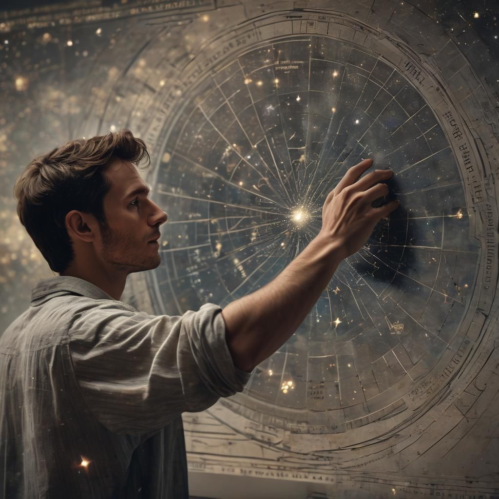 Man Holds Star Chart in Digital Painting Style