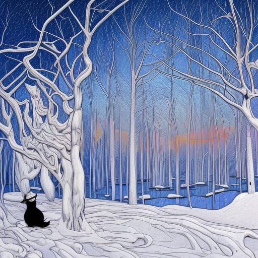 Winter Landscape Digital Art in Fantasy Style