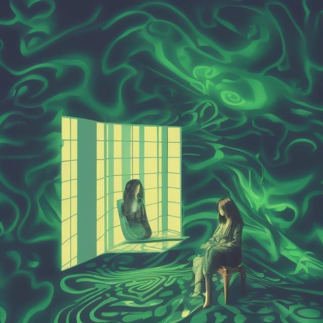 Trippy Psychedelic Room Optical Illusion, Digital Art