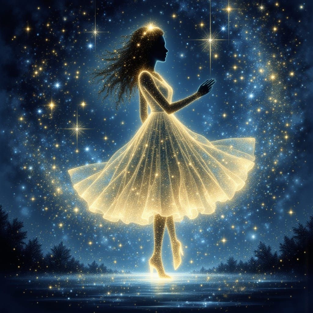 Character Twirling in Starlit Dreamscape
