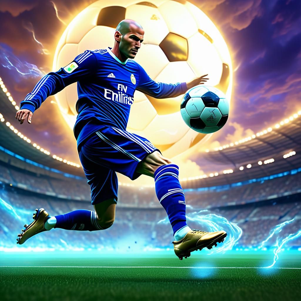 Zidane in Ethereal Stadium: Fantasy Concept Art