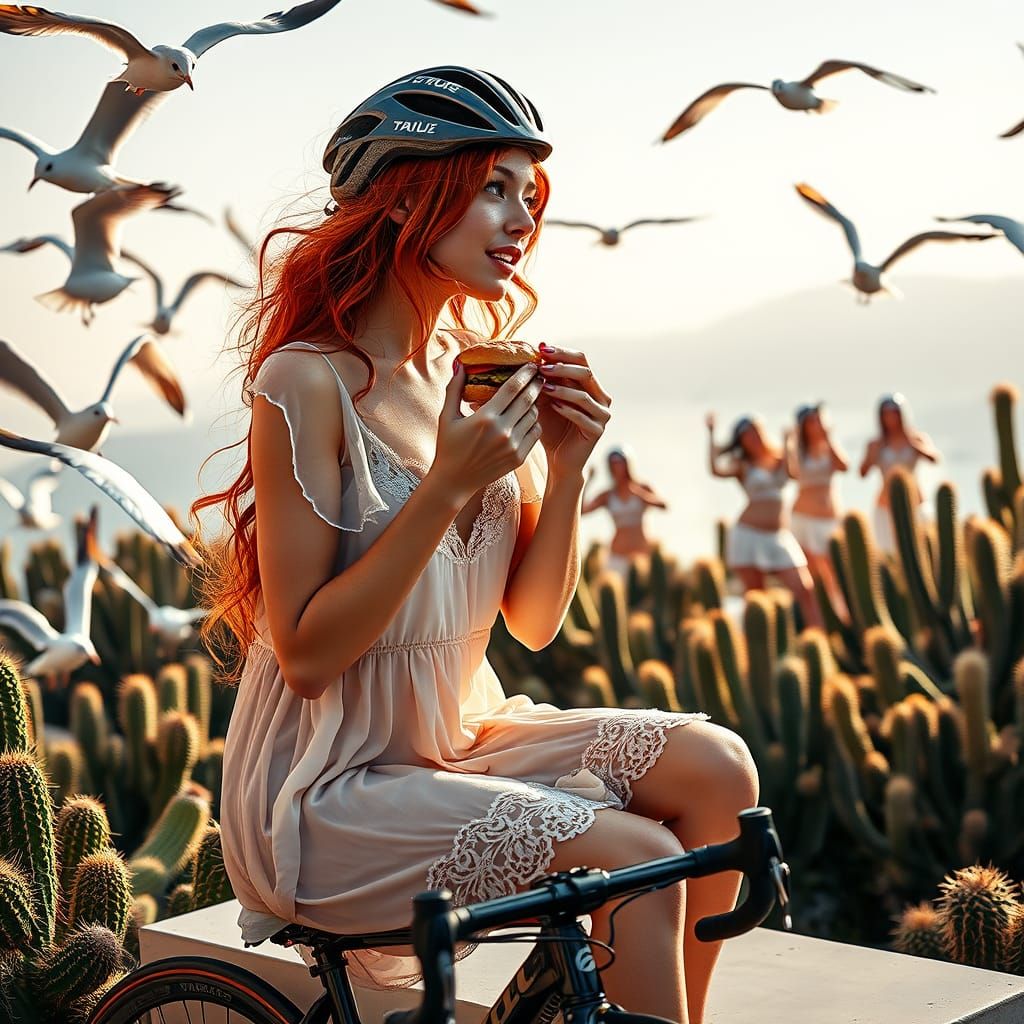 Cyclist Goddess Celebrates Victory in Vibrant, Hyper-Realist...