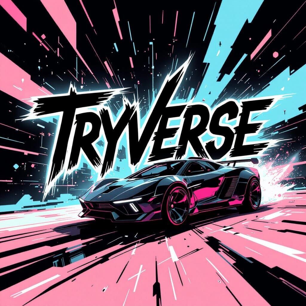 TRYVERSE: Bold Streetwear Logo in Cyberpunk Style
