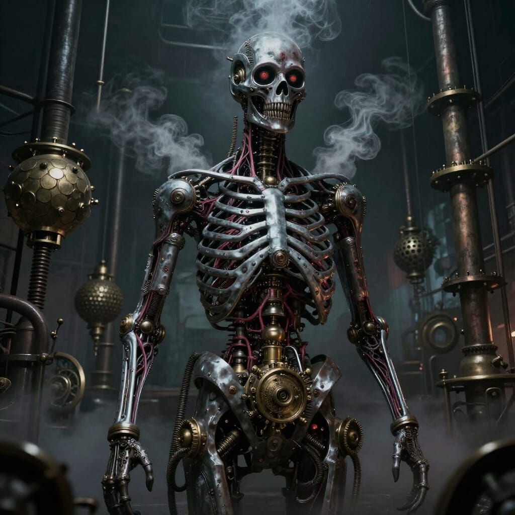 Steampunk Nightmare of Mechanical Anatomy in Industrial Horr...