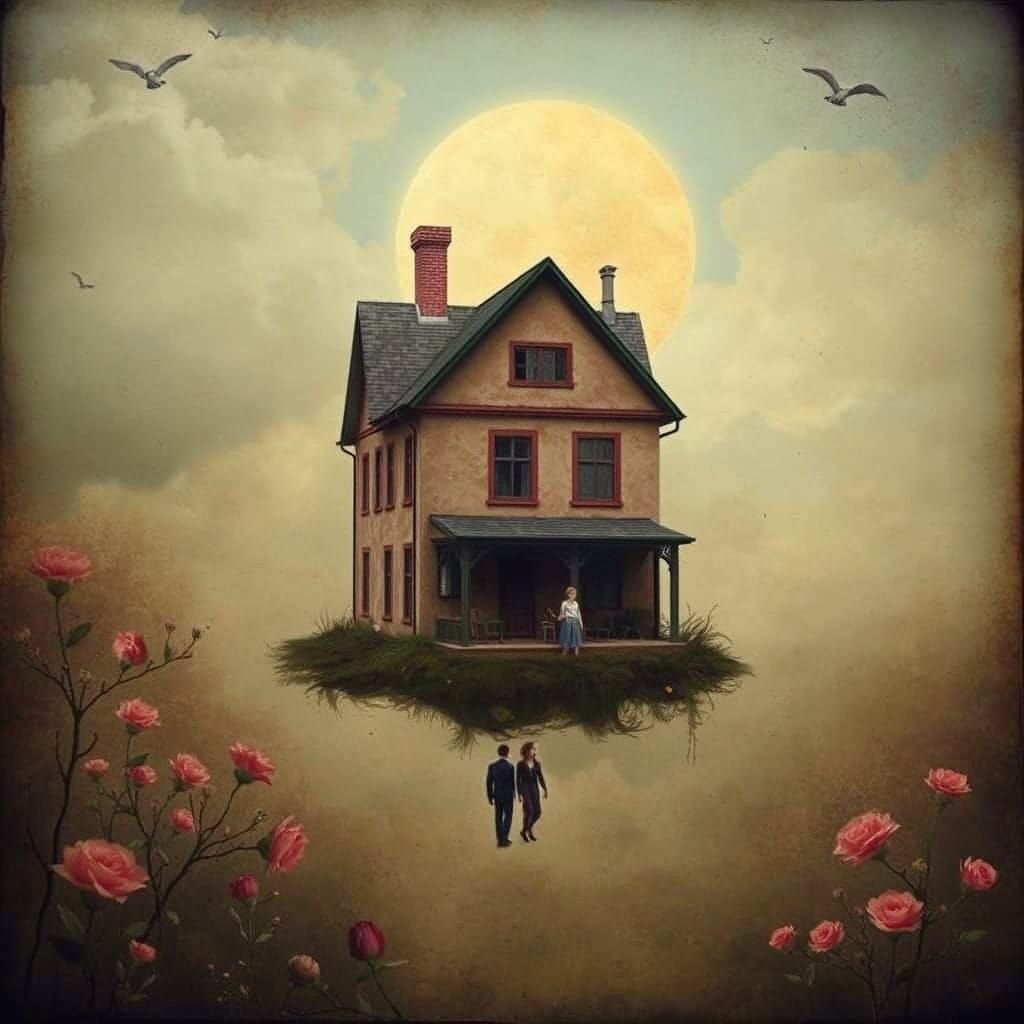 Ethereal House Scene in Whimsical Style