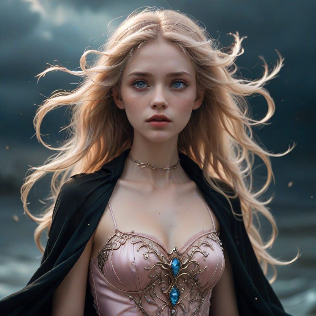 Mystical Siren with Moonlit Hair and Horns