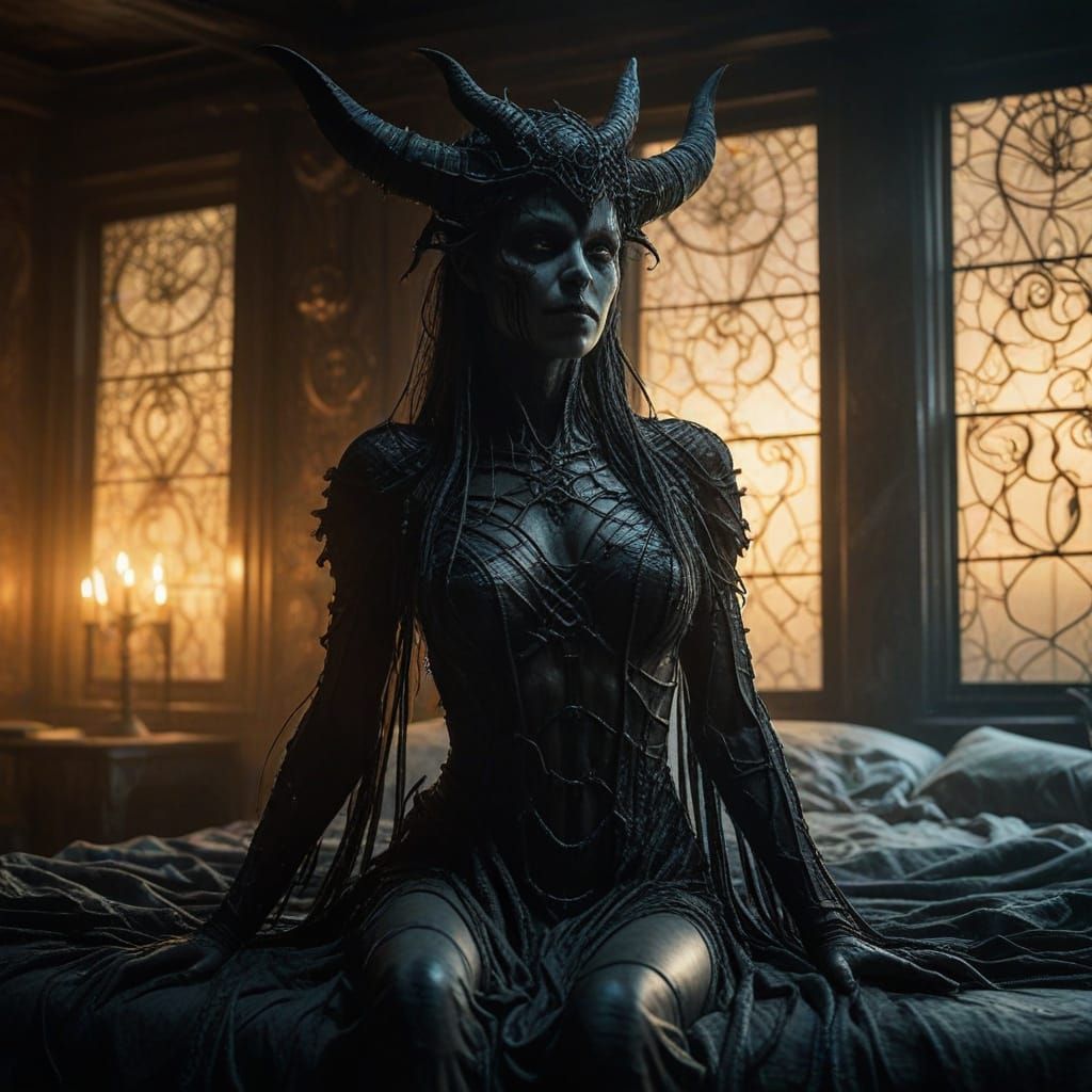 Surreal Demon Goddess Embracing Cosmic Horror