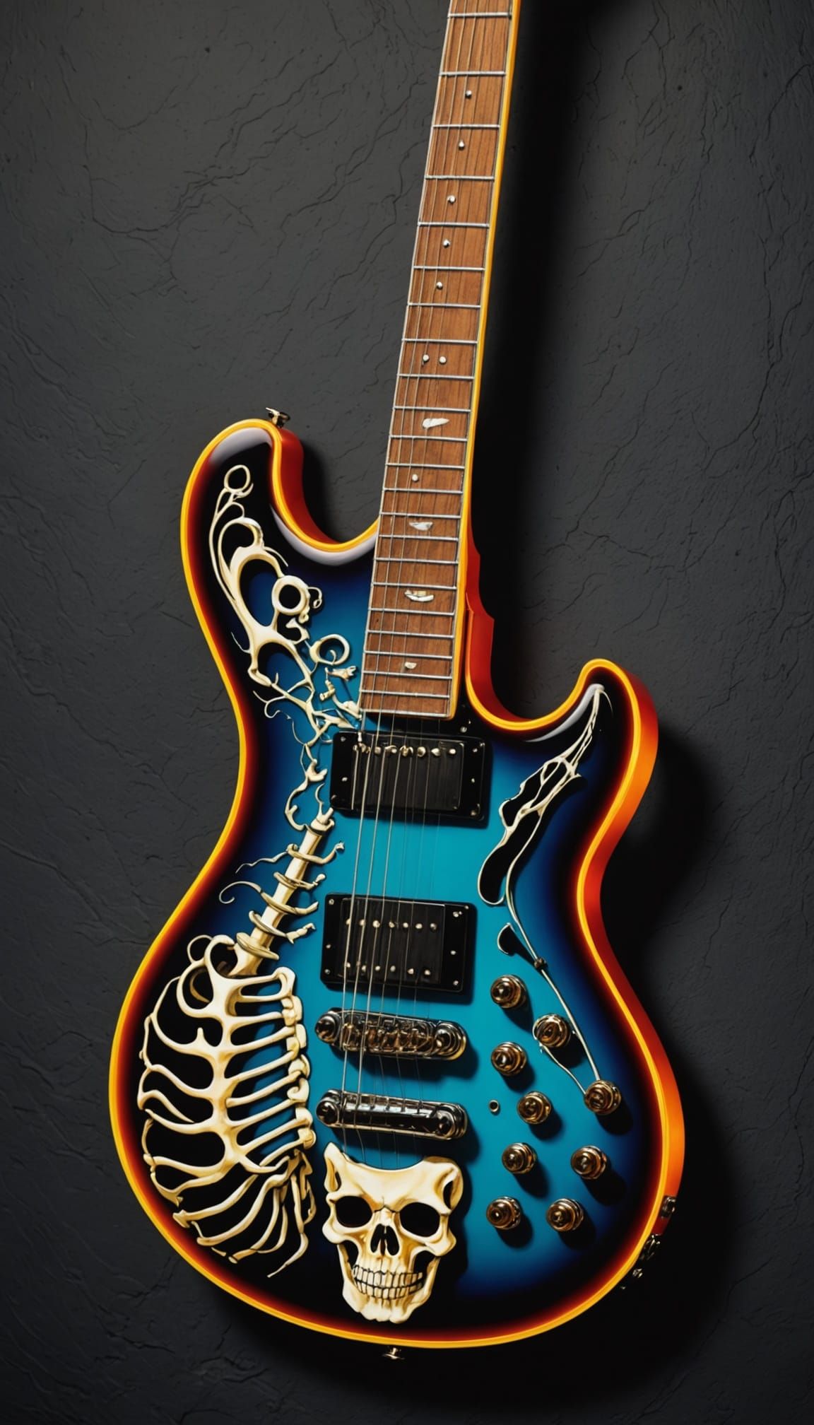 Airbrush Electric Guitar Skeleton Illustration